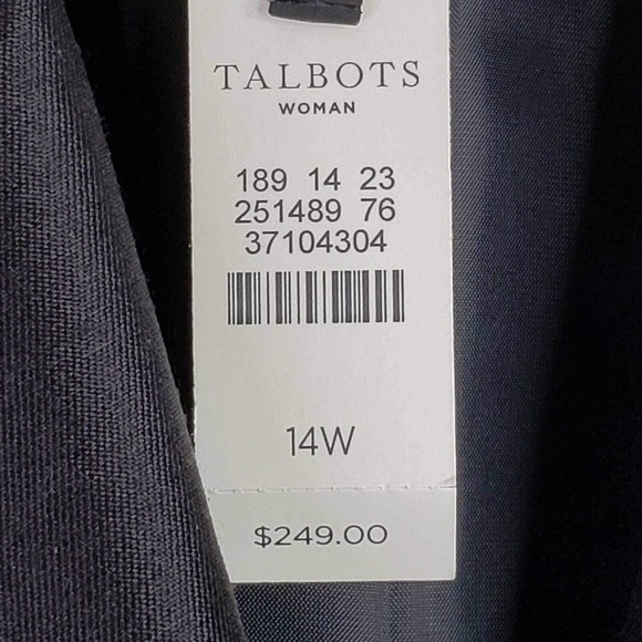 Talbots Blazer Women's Plus Size 14W Black Silk Pockets Jacket 3-Button - Picture 7 of 8